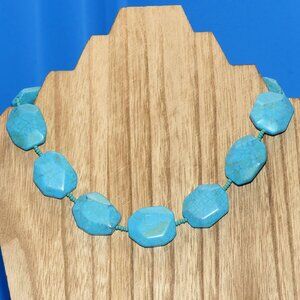 Vintage Graziano Blue Turquoise Necklace Seed Beads Beaded Statement Piece